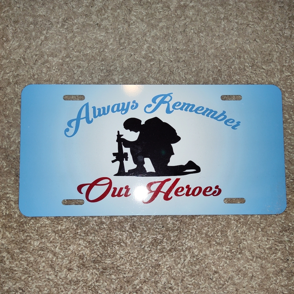 ⭐️ Always Remember Our Heroes Decorative Front License Plate 🇺🇸
